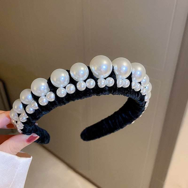 Vintage Pearl Flannel Headband Graceful And Fashionable Women