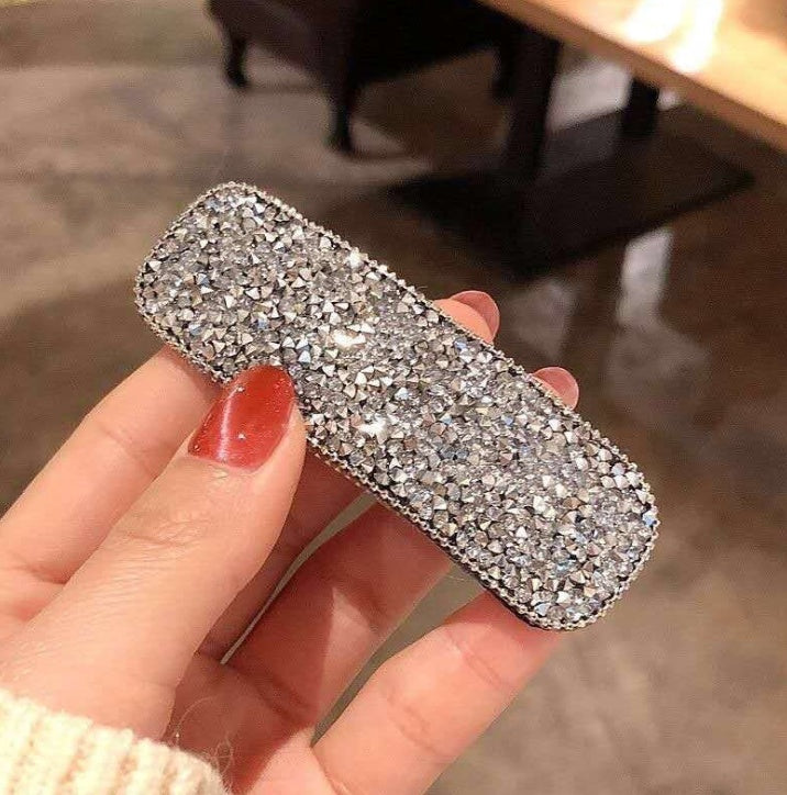 Geometric crystal rhinestone hair clip