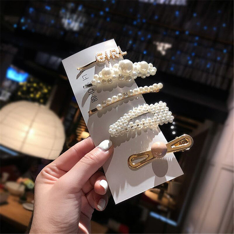 Elegant Pearl Hair Clip Set for Chic Side Styling