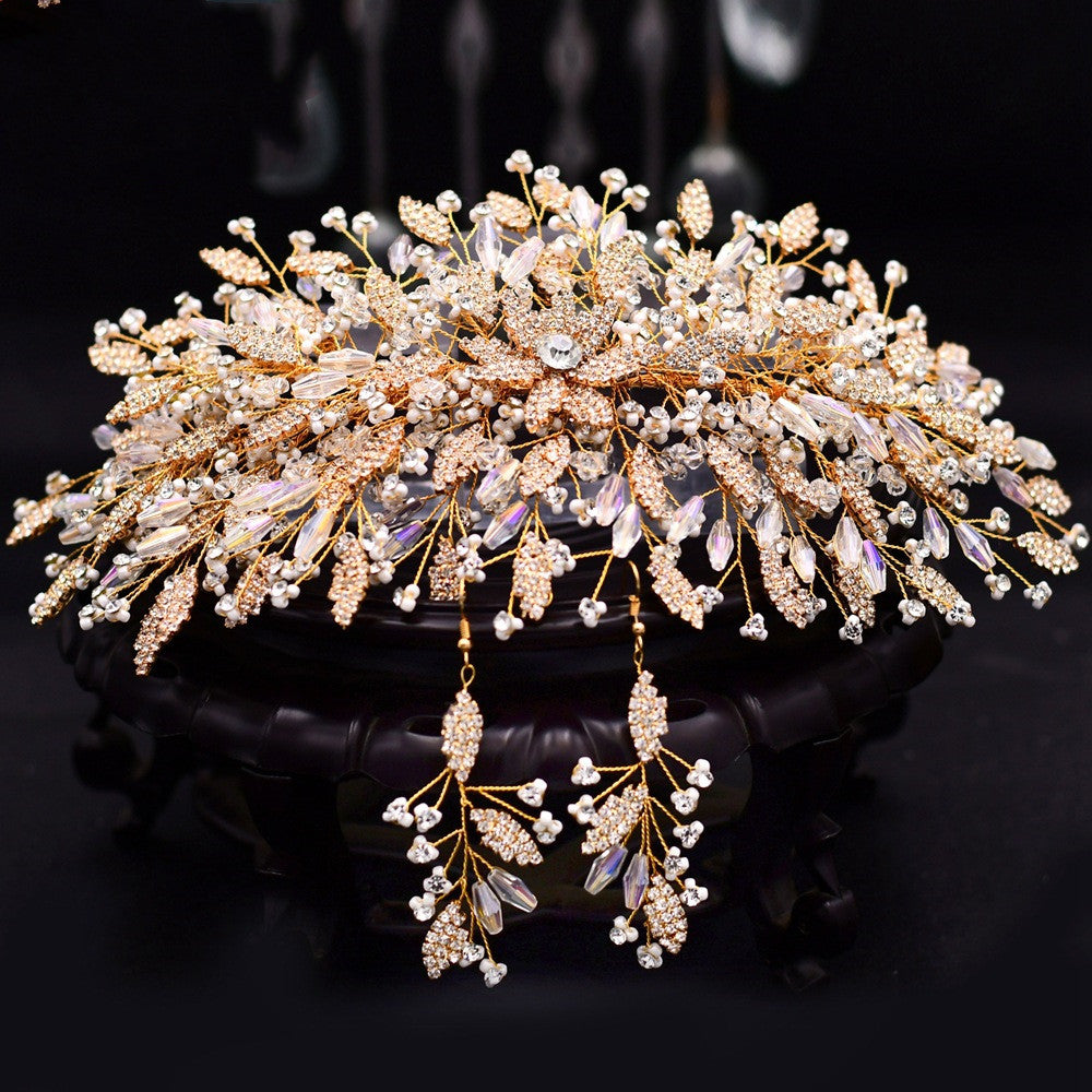Golden Luxury Wedding Headpiece for Elegant Bridal Style
