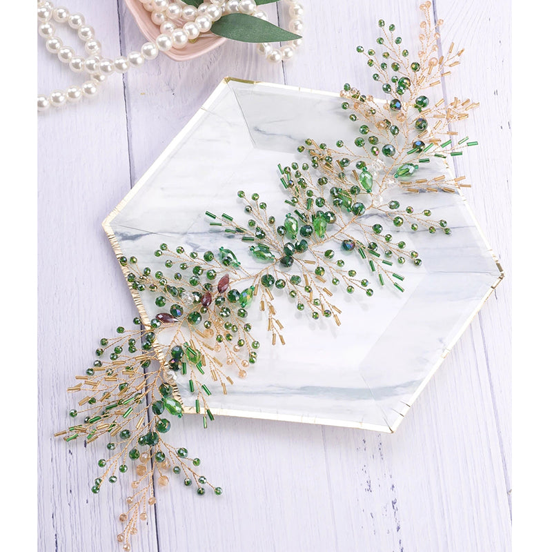 Elegant Green Crystal Headpiece for Brides & Special Events