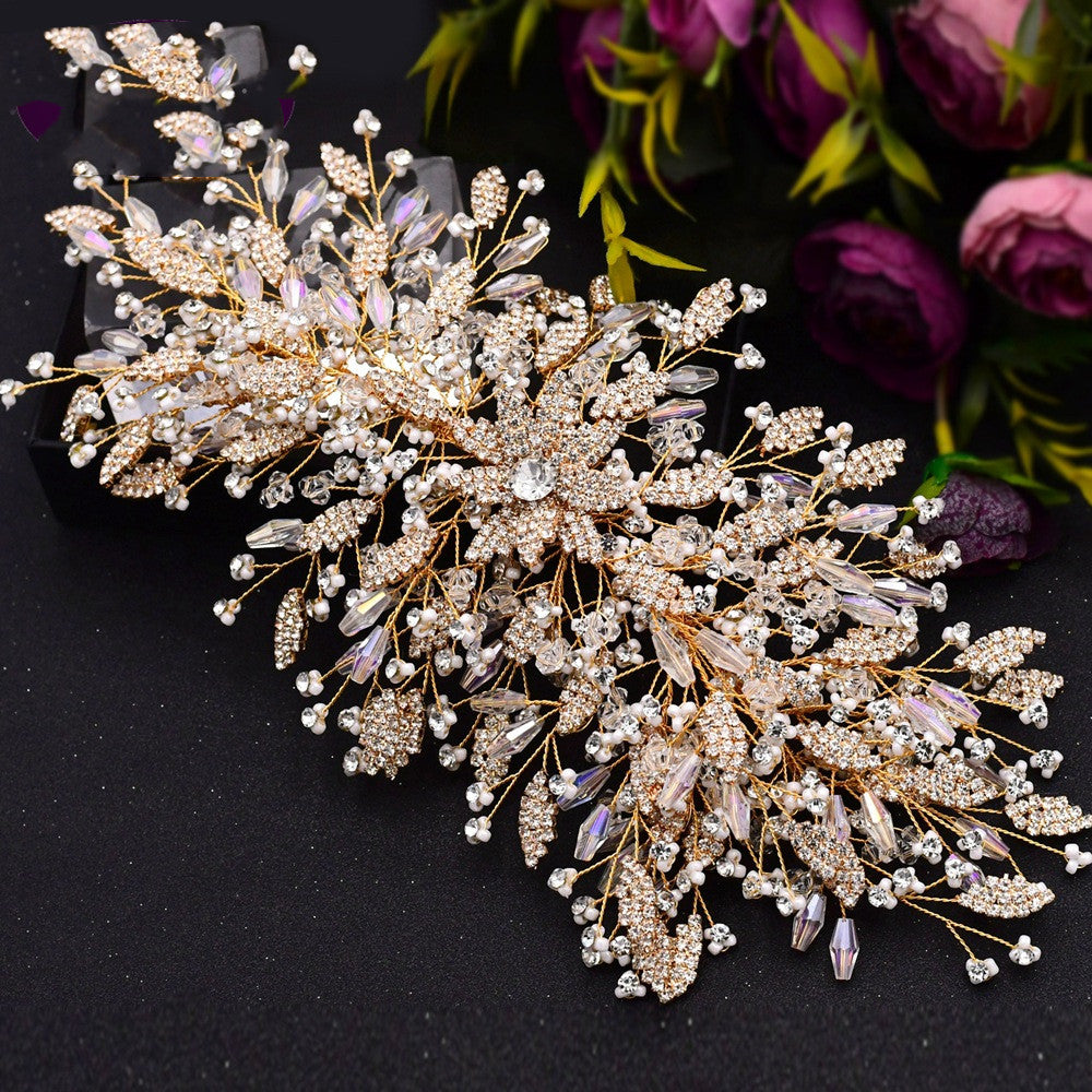 Golden Luxury Wedding Headpiece for Elegant Bridal Style