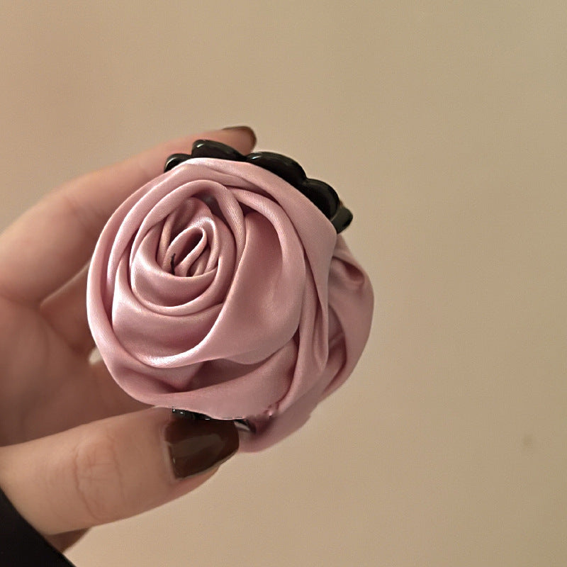 Rose Flower Hair Clip Medium Hair Volume Less Vintage Satin