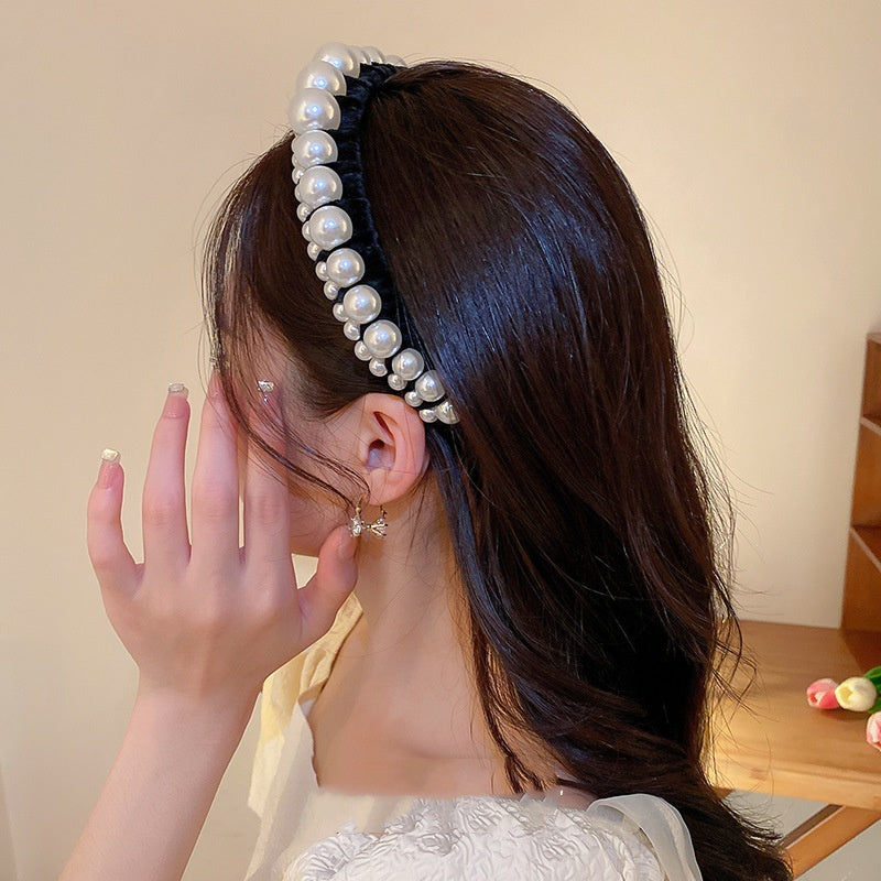 Vintage Pearl Flannel Headband Graceful And Fashionable Women