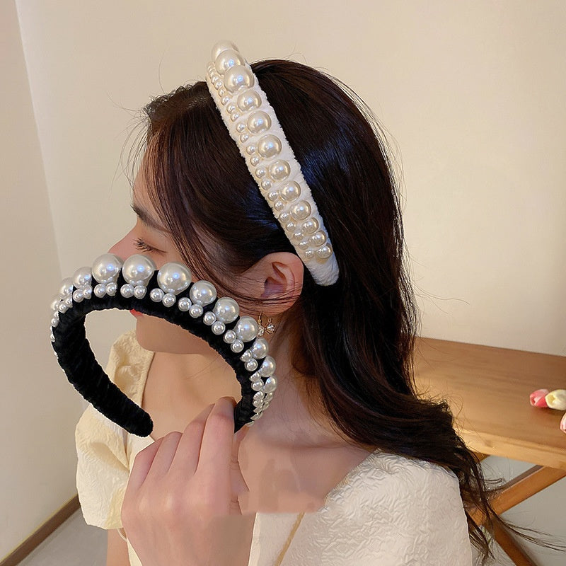Vintage Pearl Flannel Headband Graceful And Fashionable Women