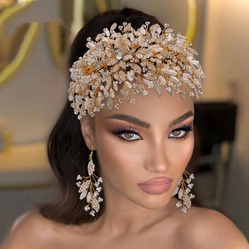 Golden Luxury Wedding Headpiece for Elegant Bridal Style