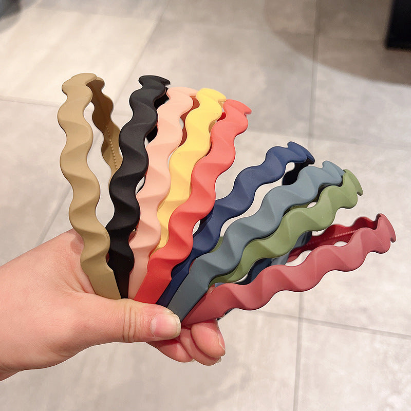 Solid Matte Spray Painted Hair Band For Women's Wave Wash Face