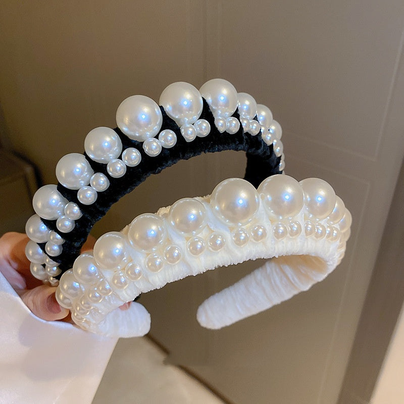 Vintage Pearl Flannel Headband Graceful And Fashionable Women