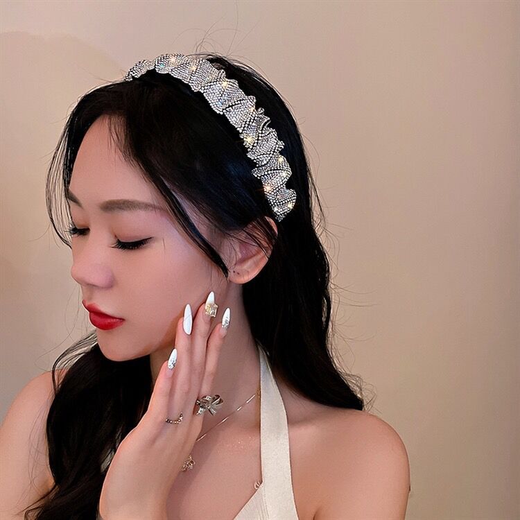 Rhinestone Headdress Women's Simple Hair Fixer Wide Headband