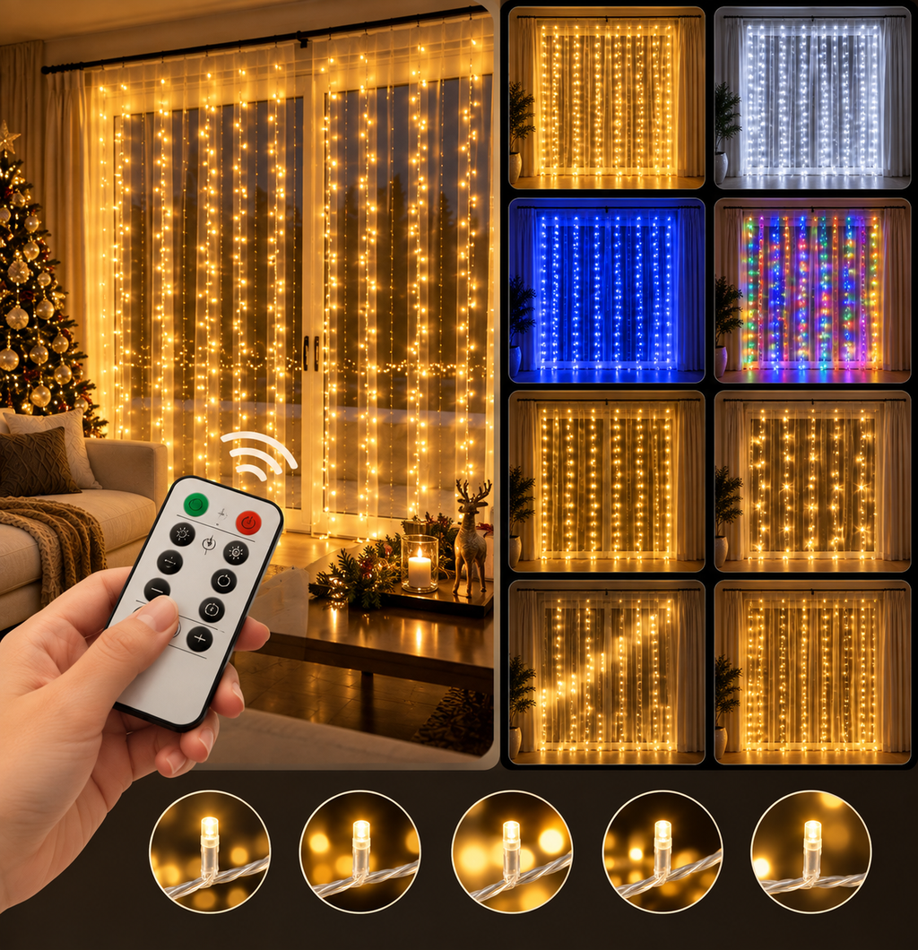 LED Curtain Lights with Remote – 3×3M Window & Party Lights