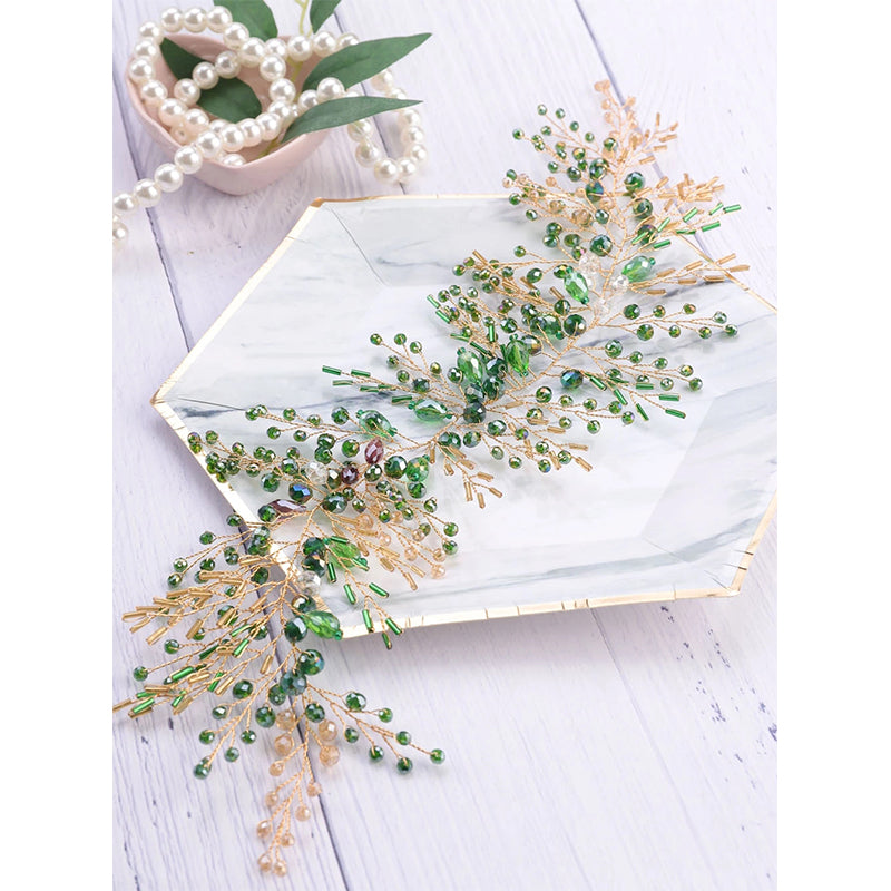 Elegant Green Crystal Headpiece for Brides & Special Events