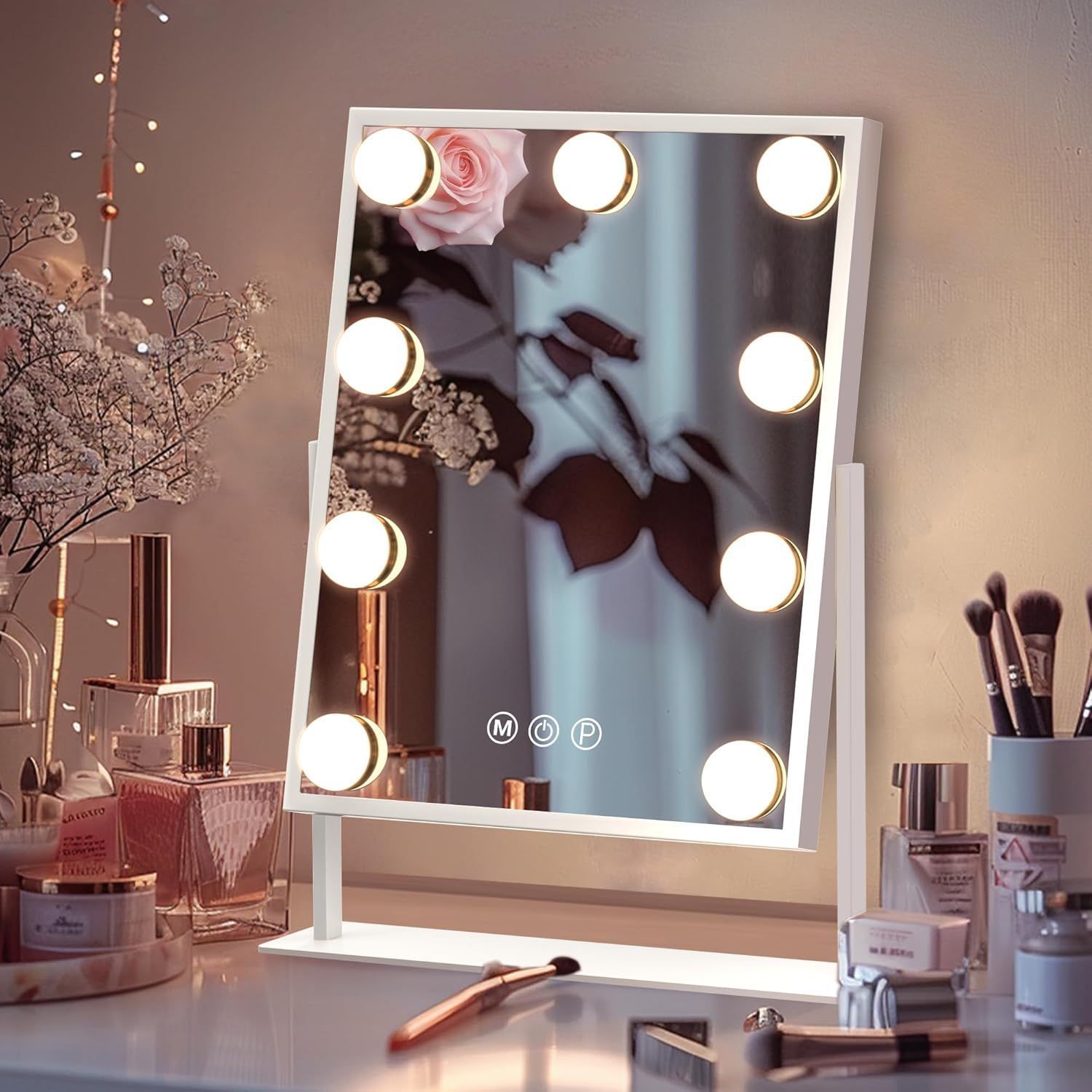 Tabletop Vanity Mirror With Built-in Light Bulb